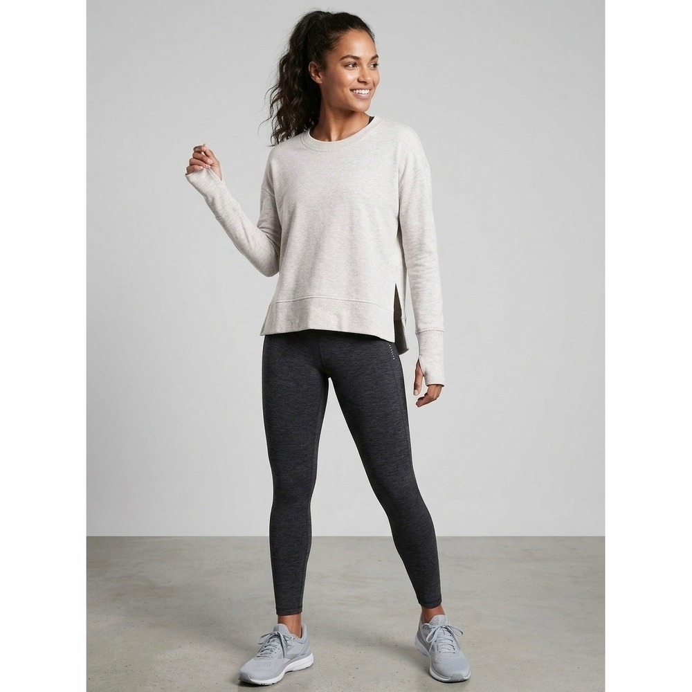 Athleta Coaster Luxe Sweatshirt Oatmeal Heather Crewneck Pullover XS